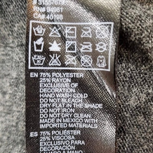 Forever 21 Woman's Sz L Top grey long sleeves black lace at shoulders round neck - Picture 5 of 7